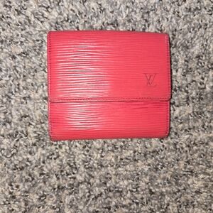 Louis Vuitton Red Epi Leather Tri Fold Wallet